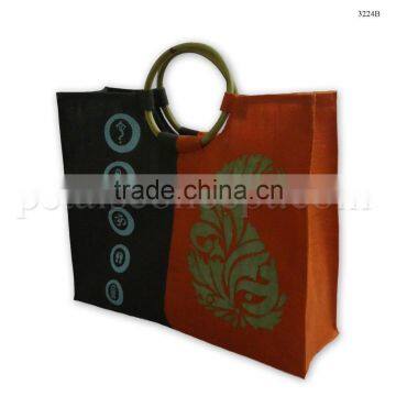 Bi Color Jute Shopping Bag for Gift - Exclusive Design With Sparkle Print photo-2