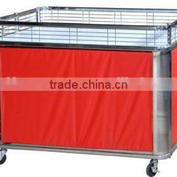 Red Wood Folding Trolley Cart Supermarket Trolley Promotion Item photo-3
