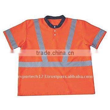 Safety Polo Shirt Hi Viz 100% Polyester Dri Fit With Reflective Tape