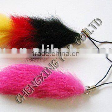 CX-P-01 Wholesale Custom Cheap Keychain Rabbit Fur Car / Mobile Phone/ Key Chain