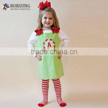 2017 New Fashion Design Corduroy Embroidery Christmas Pinafore Girls Cotton Casual Fancy Dresses