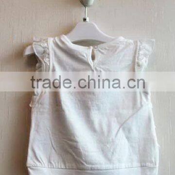 Latest Style Baby Girls Short Sleeve T-shirt 100% Cotton Summer White T-shirt BS15-083 photo-2