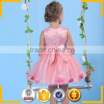 Rose Red Casual Loose Fit Summer Smocked Dresses Party Frocks for Girls photo-4