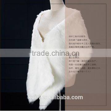 Best Deal New Fashion White Colour Trendy Bride Wedding Dress Faux Fur Shawl Wedding Shawl Streamer Gift photo-3