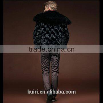 2015 Hot Sales Type Winter Man Luxurious Mink Fur Overcoat With Fox Fur Collar Man Short Turn-down Collar Jackets photo-4