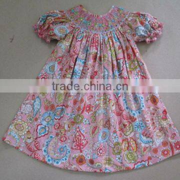 Pink Paisley wholesale smocked dresses for infant toddler girls - Spring 2014