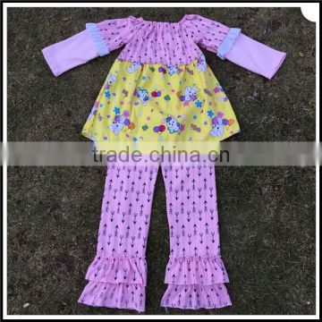 Lovely girls Tunic and Ruffled Legging Set Bunny pattern on top ruffle at the bottom Easter T-shirt &Tenths pants outfits