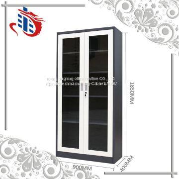 Steel Office Furniture 2 Glass Swing Doors Filing Storage Cabinet With Lock photo-2