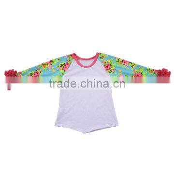 Summer Baby Girls Fashion Design Beautiful Patterns Raglans Ruffle Shirt Children Pants Clothing Sets Wholesale Kids 2 Pcs Set photo-2