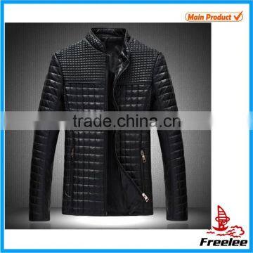 2015 New Style Men's Popular PU Quilted Leather Jacket