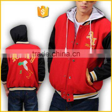 Custom American Baseball Plain Varsity Jacket with Hoodie Wholesale Blank Racing Football Team Plain Hoodie Sport Jackets