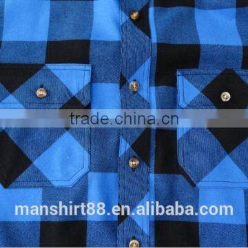 100% Cotton Royal Blue Big Plaid Flannel Shirt photo-2