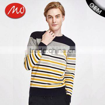 2017 hot new wool boys stripe round neck pullover custom sweater for men