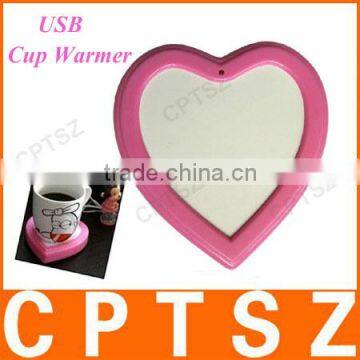 Heart-shape USB Cup Warmer/USB Coffee Warmer Heat Preservation Pad for Home and Office, Keep 60~70 Degrees Celsius