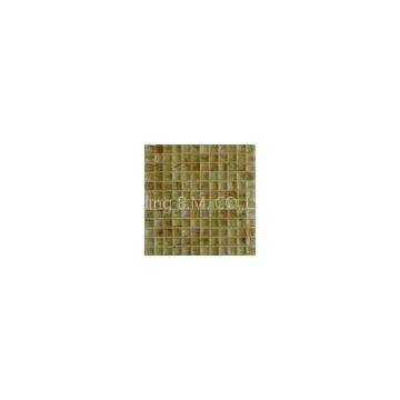 Decorative Glass Kitchen Mosaic Wall Tiles, Yellow Glass Mosaic Tiles For Fireplace