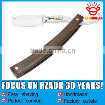 "GOLDDOLLAR RB-6" wooden barber straight razor replaceable blades shaving razor