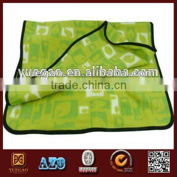 printed green fleece travel blanket