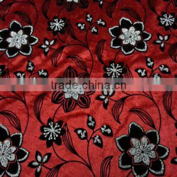 flocked hign velour with hot stamping fabric