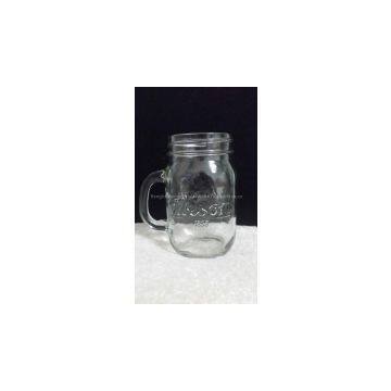 LongRun transprent heart pattern glass jars/mason jars with handle