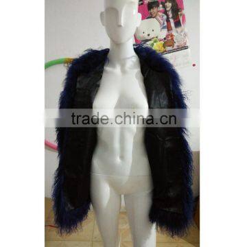 SJ188-01 Fashion Featured Warm Fur Coats Navy/Latest Style Gender Lambskin Coat