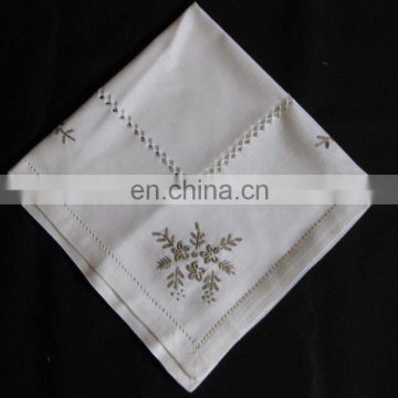 polylinen material napkins with embroidery and hemstitch