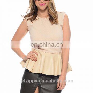 Felling Pretty Peplum Top Beige Ladies Casual Clothes For Summer photo-2