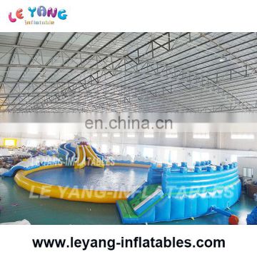 14x5x6.5m Wet Slide Park, Outdoor giant inflatable slide with big pool , backyard water slide