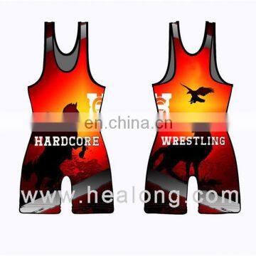 Healong Heat Transferred Sublimation Sublimated Wrestling Singlets Blank