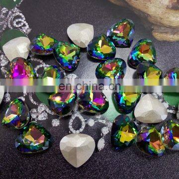 Crystal Vitrail Medium Jewelry Elements, Peach Heart Crystal Stones With Back Foiled