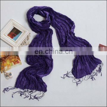 100% crinkle dark purple paj silk scarf