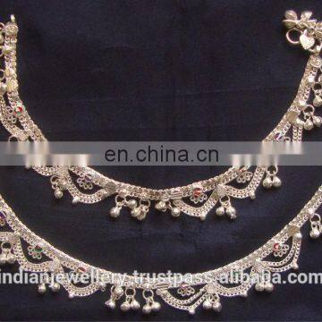 anklet jewelry manufacturer, custom design, gold, rhodium plated ankle bracelets export