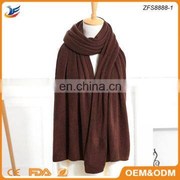 Korean Style Cashmere Knitted Flat Muffler Scarf Long Thick Warm Shawls