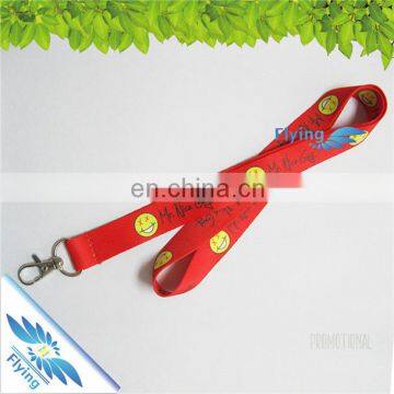 High quality dye printing lanyards with single metal hook, soft material lanyard with logo custom