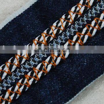 Italy Design Fashion Denim Fabric Trim Embroidery Tape With 3d Braided Rope photo-2