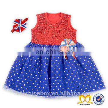 Girl Pageant Dress Made In China One Piece Girl Party Dress Royal Blue Baby Sequin Wedding photo-4