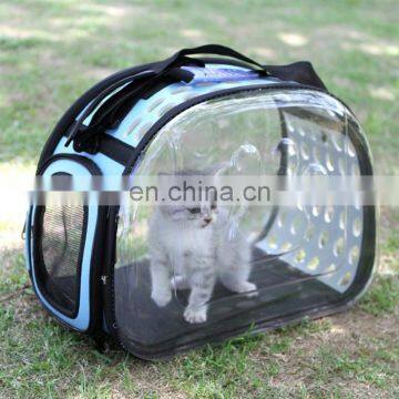 Amazon Hot Sell Transparent PVC Pet Bag Carrier Folding Small Dog Cat Outside Travel Cage