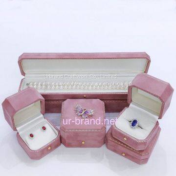 Custom Pink Velvet Luxury Necklace Bracelet Display Boxes White Fancy Jewellery Gift Package Box For Jewelry Packing