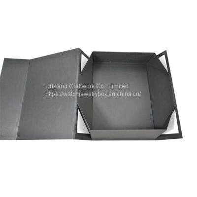 One Piece Folding Box Black and White Box Folding Magnet Flap Box Can be Customized Logo photo-2