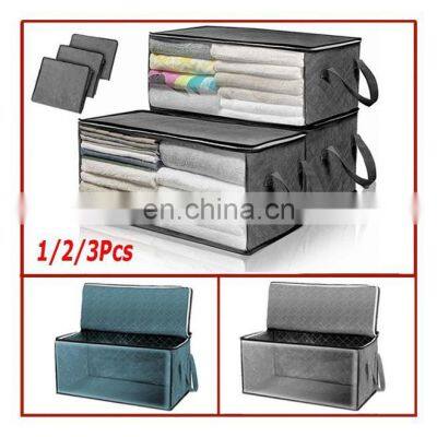 1/2/3Pcs Non-Woven Dust Proof Foldable Storage Box Wardrobe Storage Box Foldable Beddings Quilt Clothes Organizer Bag Proof photo-2