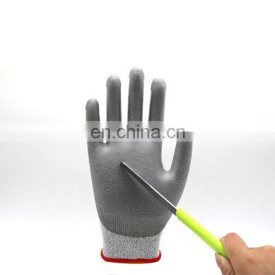 Gray PU Coated Sharp Cut Resistant Gloves Fish Handling Gloves