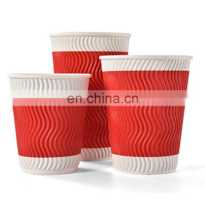 Sunkea custom design ripple wall red coffee paper cup