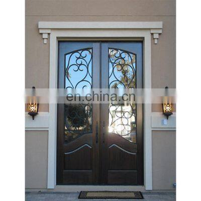 Luxury front iron grill door design wrought iron double door