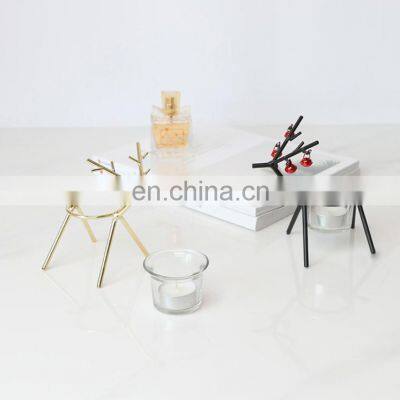 Black Unique Wholesale Wick Set Halloween Christmas Candle Holders Metal Gold Decorating Glass Home Decoration OEM ODM Minjie