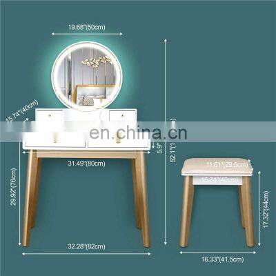 Girls Vanity Dressing Table With Large Round Led Lighted Mirror for Kids Girl photo-4