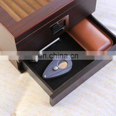 Portable Cigar Case Piano Lacquer Skylight Cigarette Box Cedar Wood Cigar Humidor photo-3