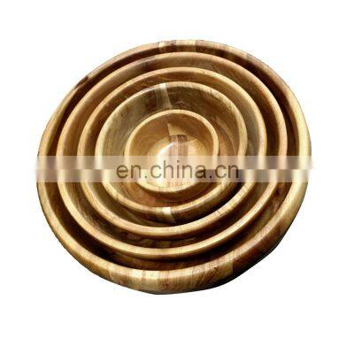 Acacia Wood Salad Bowls Set of 4 Individual Large Wood Bowl for Fruits Salads and Decoration