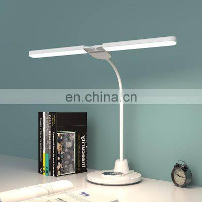 Double Head 360 Flexible Study Lamp Led Rechargeable Smart Usb Reading Desk Light Lamp For Work Hotel Office Home Table Lamps