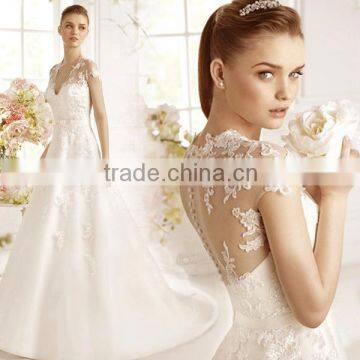 C71565A 2016 white Elegant crochet Sleeveless lace wedding dress for bridal