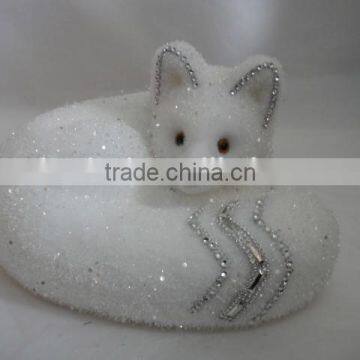 2015 glittering white fox christmas decoration