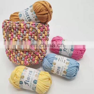 wholesale T Shirt yarn cotton hand knitting baby moses crochet cotton metallic  t shirt yarn  crochet